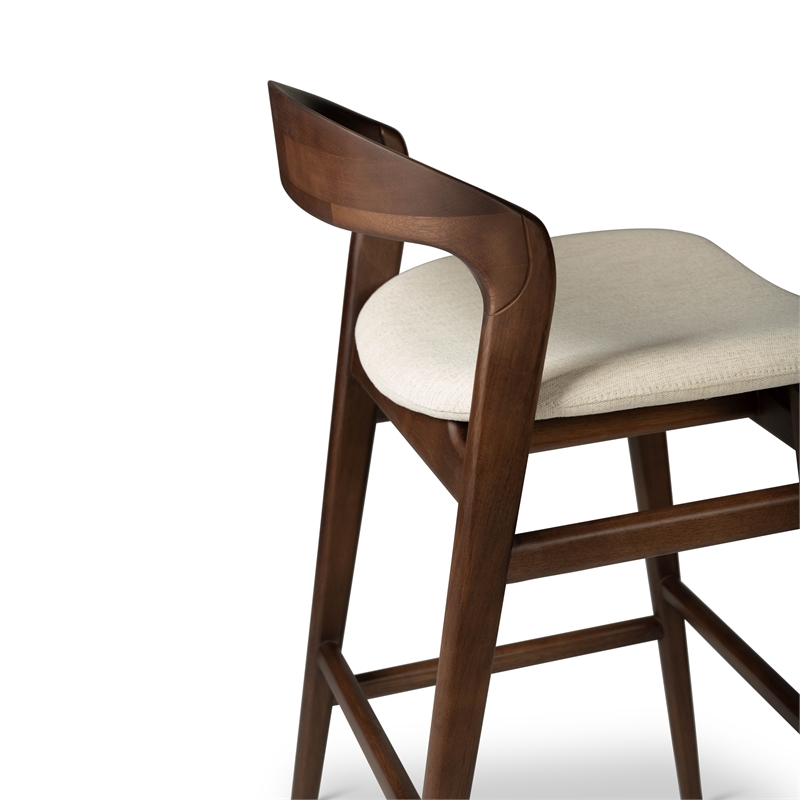Urbia Modern Brazilian Velma Bar Stool in Medley Ivory Seat Nogal Frame