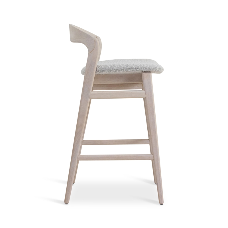 Urbia Modern Brazilian Velma Counter Stool in Boucle Glaze Seat Nevoa Frame