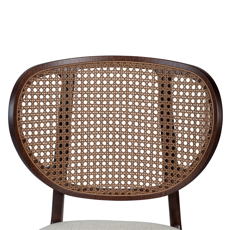 Urbia Modern Brazilian Joelma Cane Side Chair in Medley Ivory Seat Nogal