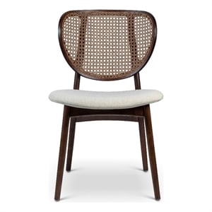 Urbia Modern Brazilian Joelma Cane Side Chair in Medley Ivory Seat Nogal