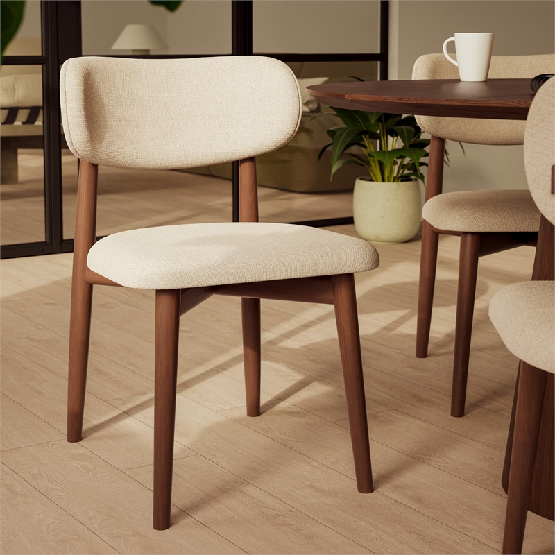 Urbia Modern Brazilian Lucia Side Chair in Harvest Natural Upholstery Nogal