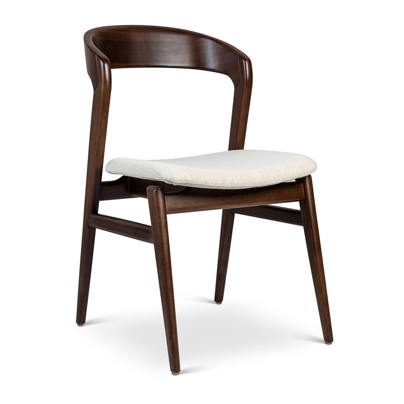 Urbia Modern Brazilian Velma Side Chair in Medley Ivory Seat Nogal Frame