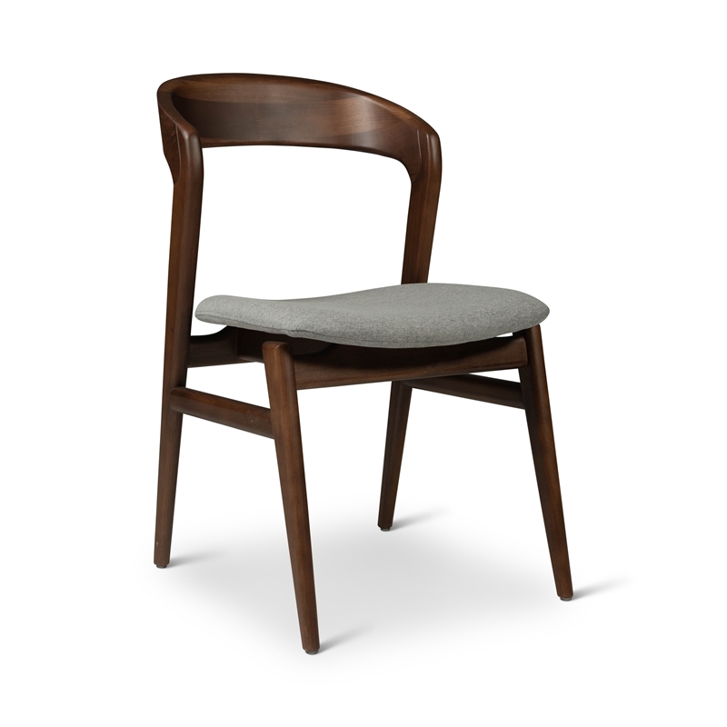 Urbia Modern Brazilian Velma Side Chair in Essence Grey Seat Nogal Frame