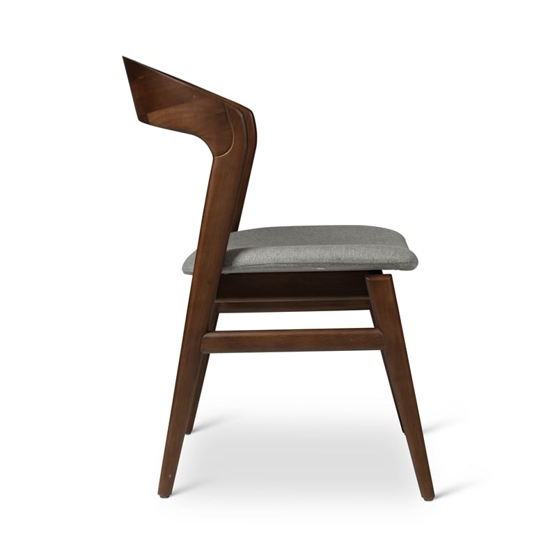 Urbia Modern Brazilian Velma Side Chair in Essence Grey Seat Nogal Frame