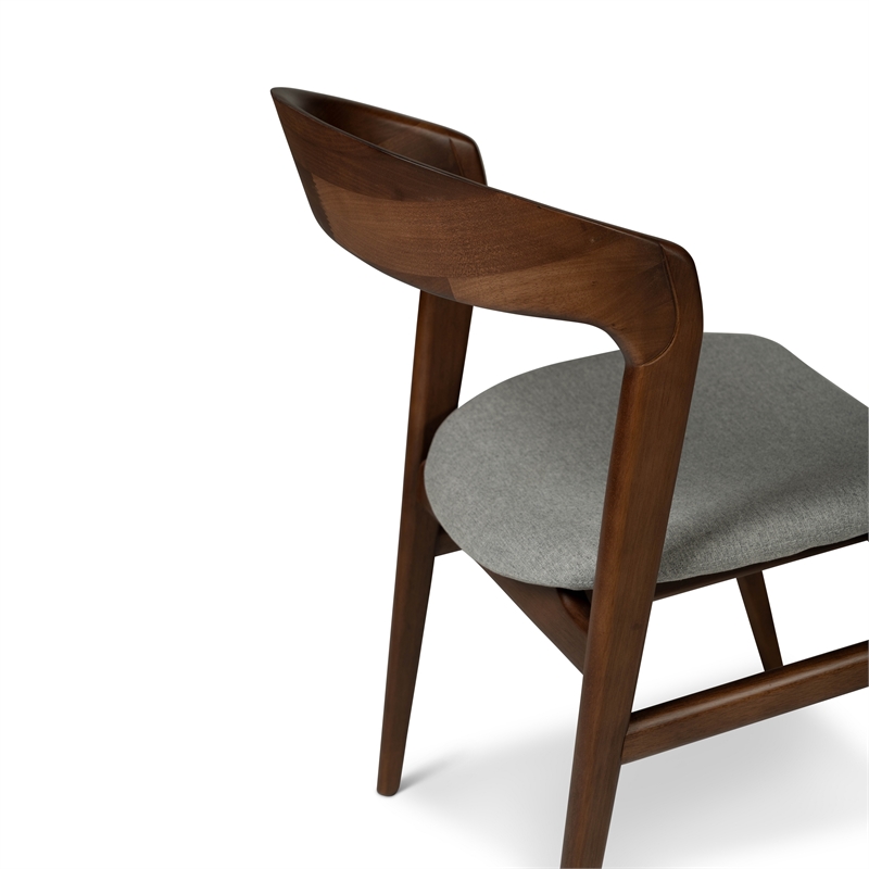 Urbia Modern Brazilian Velma Side Chair in Essence Grey Seat Nogal Frame