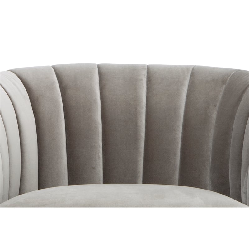 Urbia Metro Channeled Accent Chair in Brass Legs Mouse Gray Upholstery