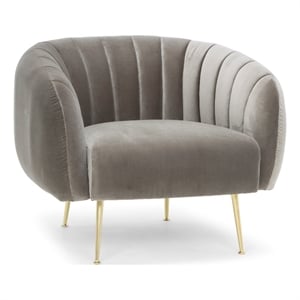 Urbia Metro Channeled Accent Chair in Brass Legs Mouse Gray Upholstery