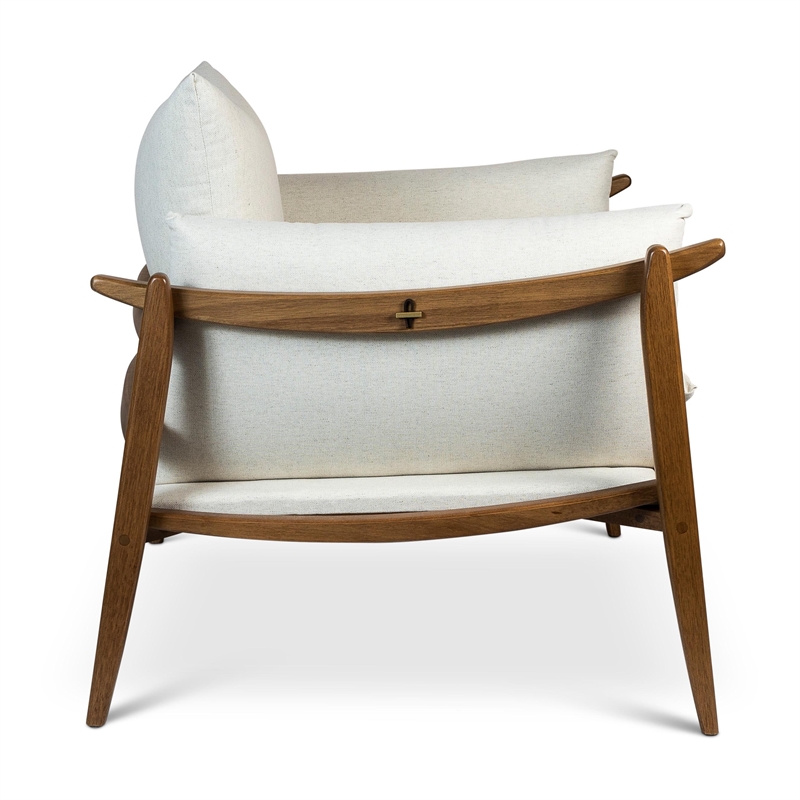 Urbia Modern Brazilian Hara Accent Chair in Natural Upholstery Pecan Frame