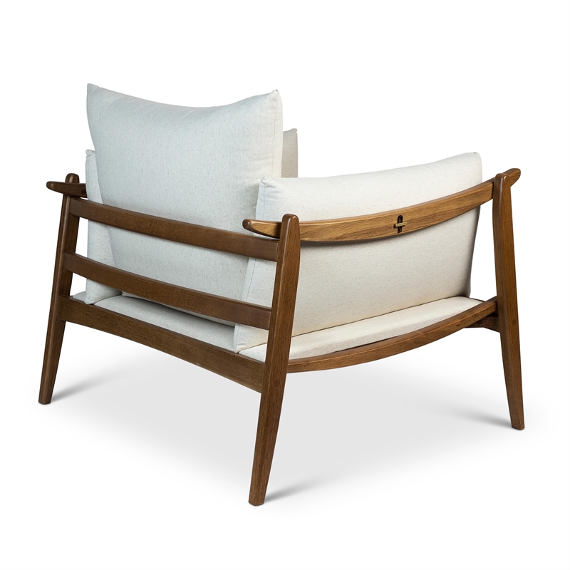 Urbia Modern Brazilian Hara Accent Chair in Natural Upholstery Pecan Frame