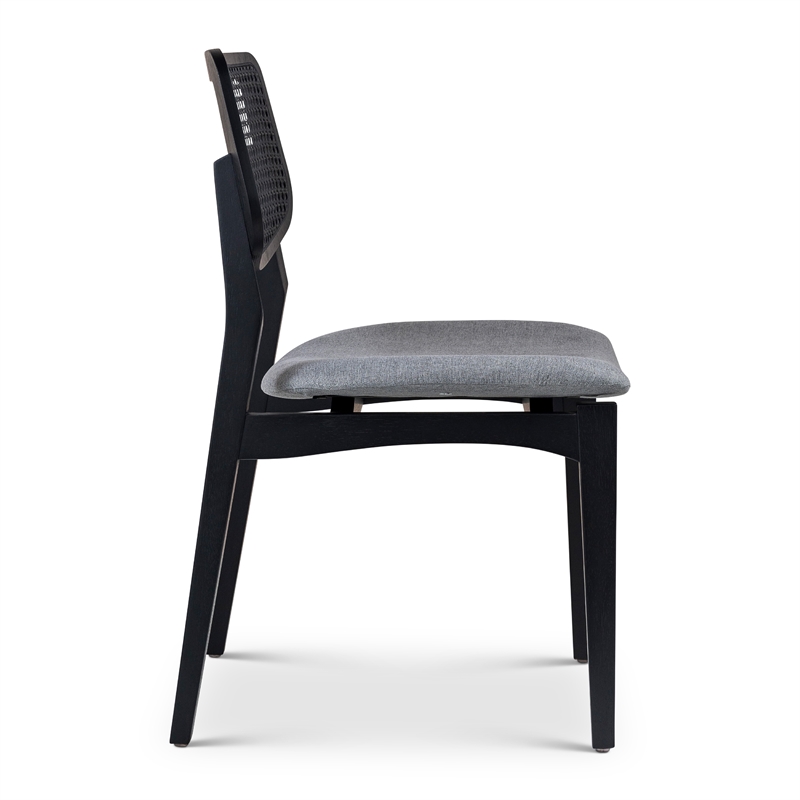 Urbia Modern Brazilian Beth Cane Side Chair in Essence Grey Seat Ebano