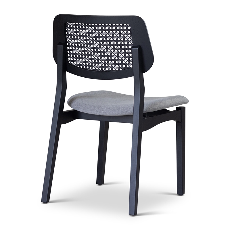 Urbia Modern Brazilian Beth Cane Side Chair in Essence Grey Seat Ebano