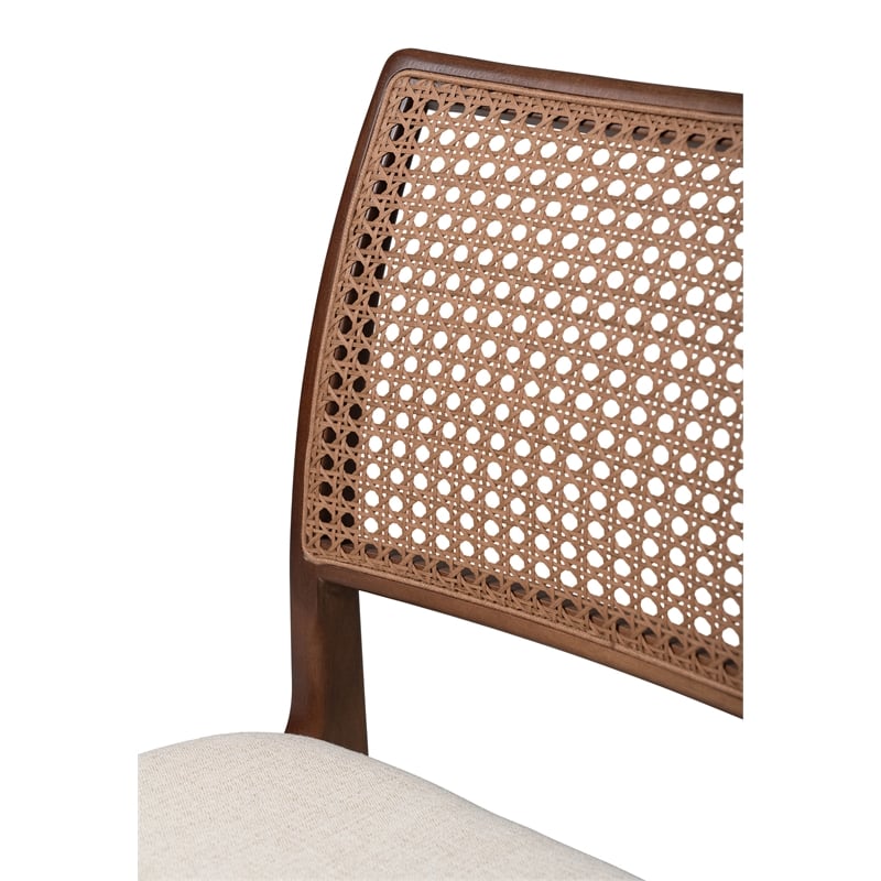 Urbia Modern Brazilian Charlotte Cane Side Chair in Medley Ivory Seat Nogal