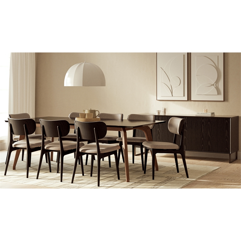 Urbia Modern Brazilian Claudia Side Chair in Harvest Jute Upholstery Ebano Frame