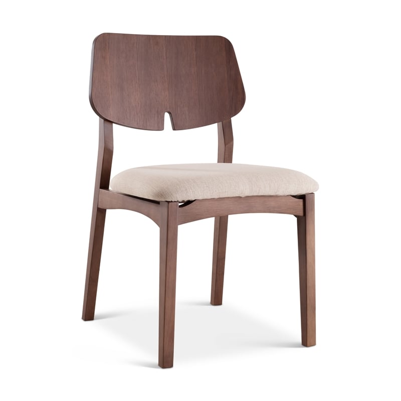 Urbia Modern Brazilian Beth Side Chair in Medley Ivory Seat Nogal Frame