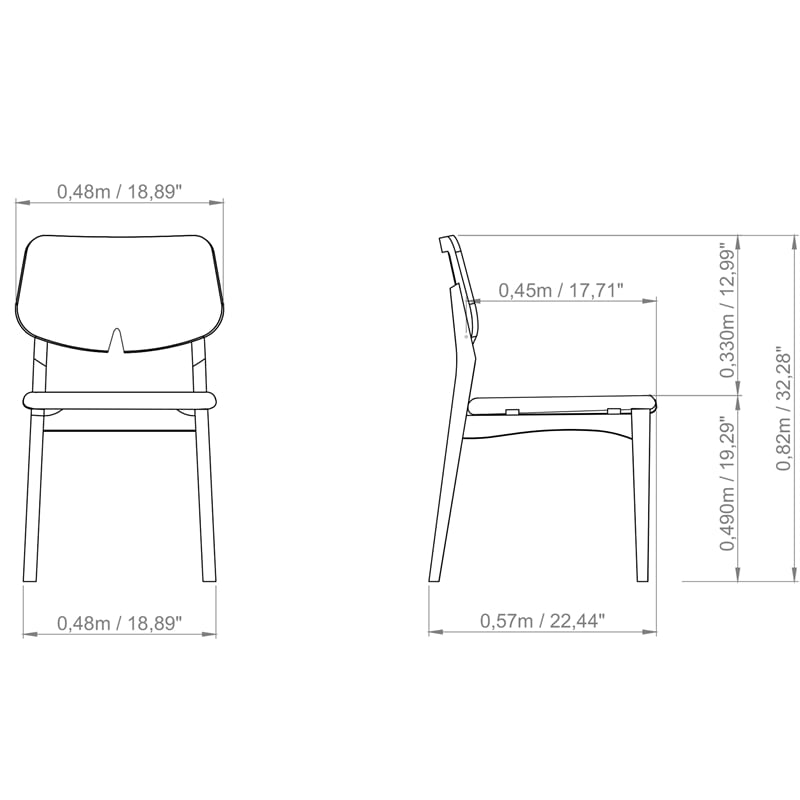 Urbia Modern Brazilian Beth Side Chair in Shimmy Cream Seat Nogal Frame