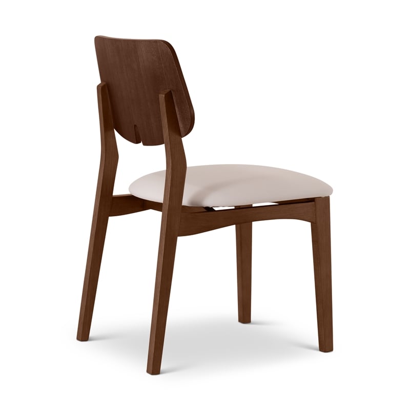 Urbia Modern Brazilian Beth Side Chair in Shimmy Cream Seat Nogal Frame