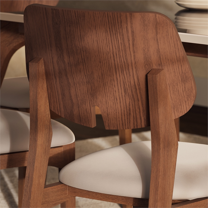 Urbia Modern Brazilian Beth Side Chair in Shimmy Cream Seat Nogal Frame