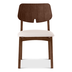 Urbia Modern Brazilian Beth Side Chair in Shimmy Cream Seat Nogal Frame
