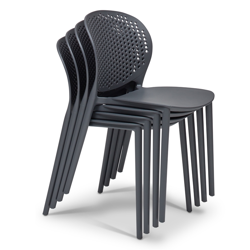 Urbia Metro Bailey Side Chair in Black Gray Seat (Set of 4 )
