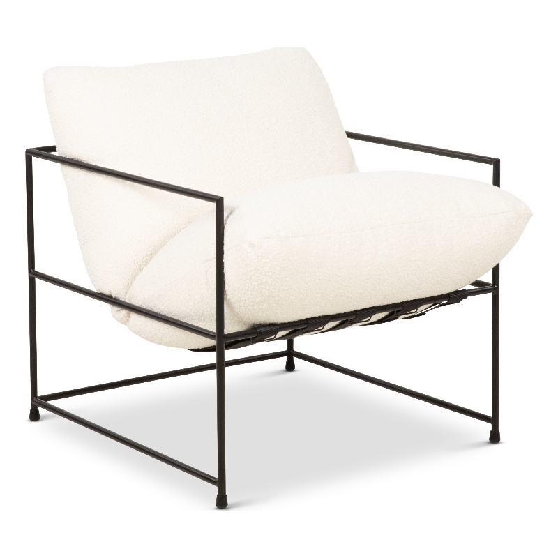 Urbia Metro Trent Accent Chair in White Boucle Upholstery