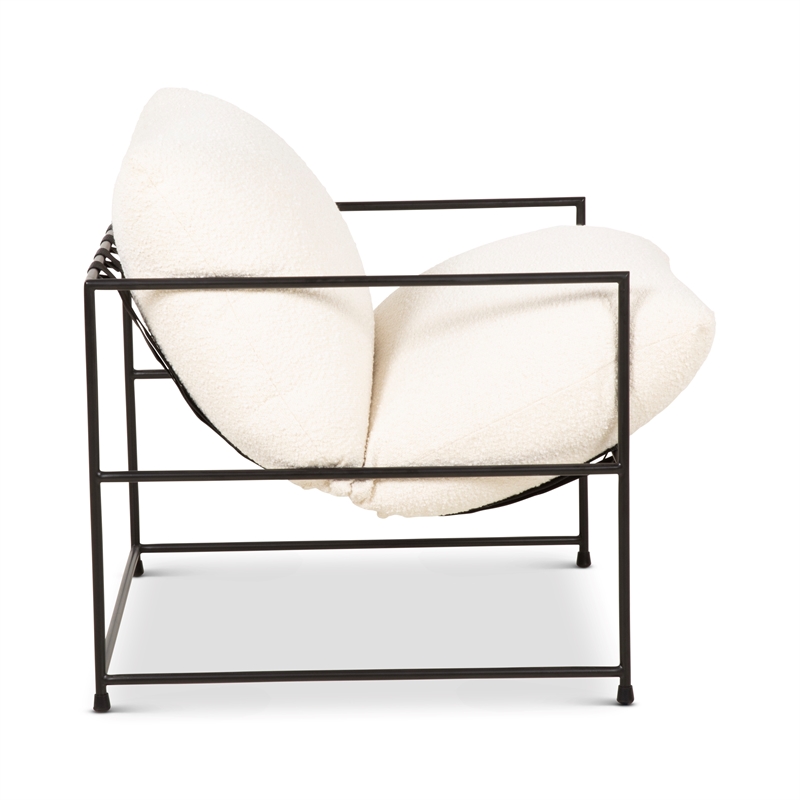 Urbia Metro Trent Accent Chair in White Boucle Upholstery
