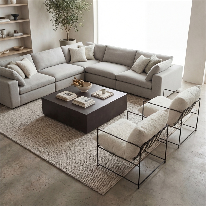 Urbia Metro Trent Accent Chair in White Boucle Upholstery