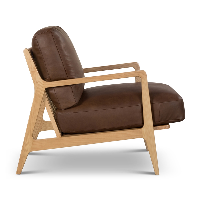 Urbia Metro Carmelo Genuine Leather Accent Chair in Oak/Brown
