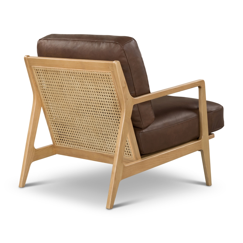 Urbia Metro Carmelo Genuine Leather Accent Chair in Oak/Brown