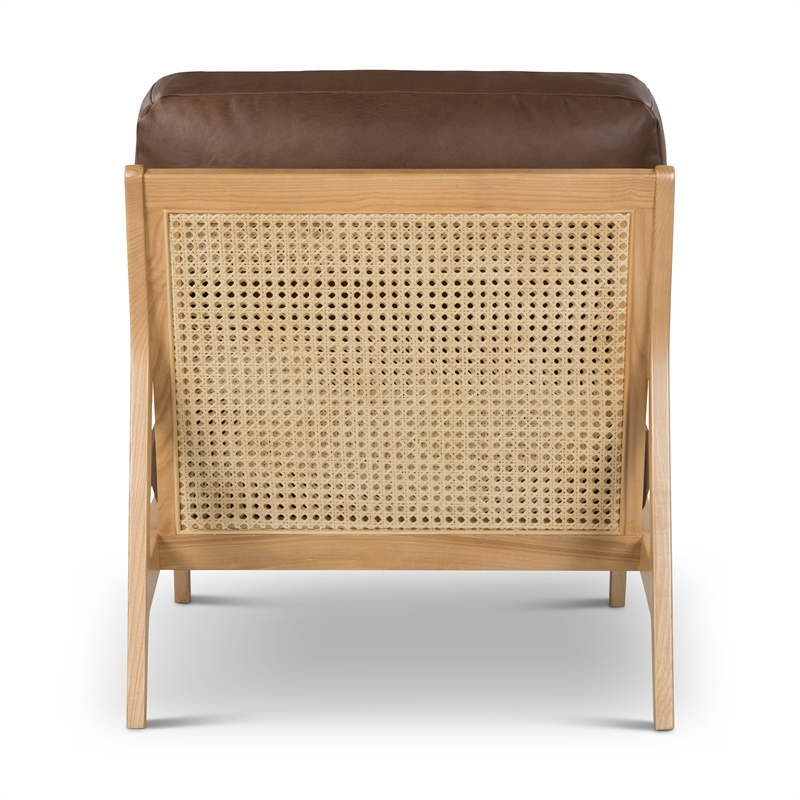 Urbia Metro Carmelo Genuine Leather Accent Chair in Oak/Brown
