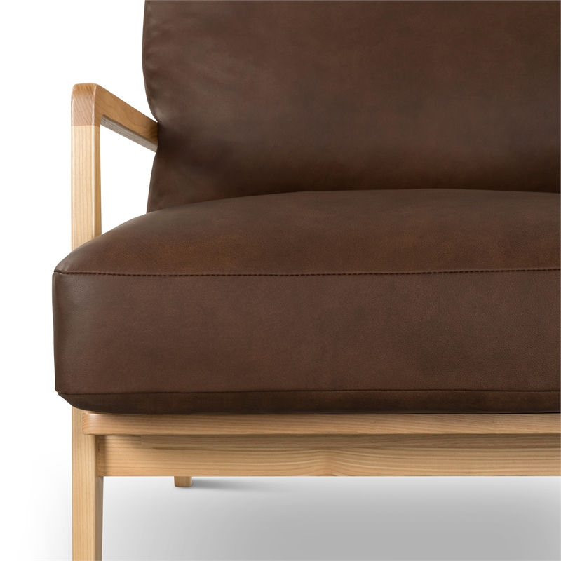 Urbia Metro Carmelo Genuine Leather Accent Chair in Oak/Brown