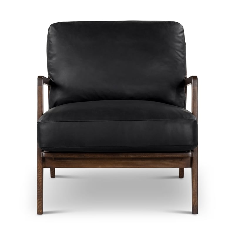 Urbia Metro Carmelo Genuine Leather Accent Chair in Walnut/Black