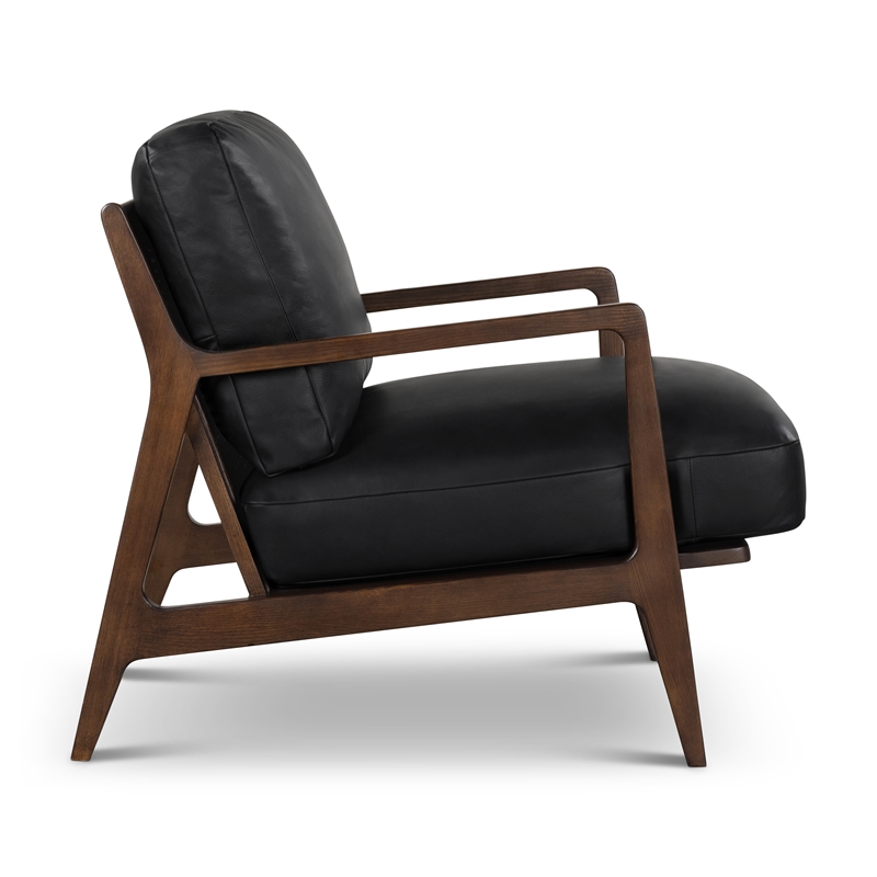 Urbia Metro Carmelo Genuine Leather Accent Chair in Walnut/Black