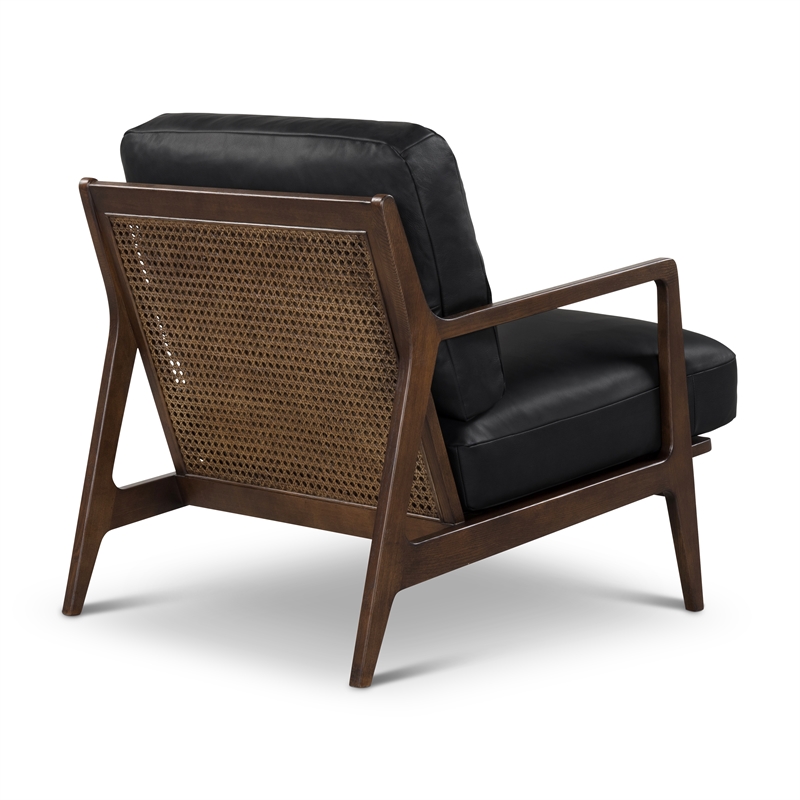 Urbia Metro Carmelo Genuine Leather Accent Chair in Walnut/Black