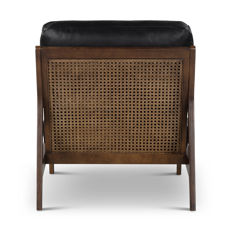 Urbia Metro Carmelo Genuine Leather Accent Chair in Walnut/Black