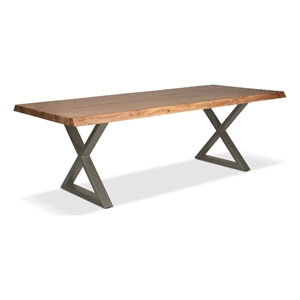 Urbia Brooks  40&quot x 116 Dining Table X Base in Teak Top Pewter Base