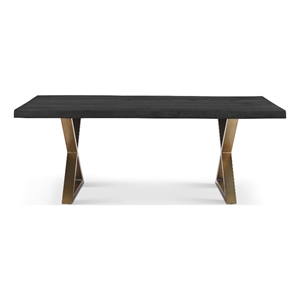 Urbia Brooks  40&quot x 79&quot Dining Table X Base in Ebonized Top Brass Base