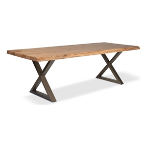 Urbia Brooks  40&quot x 79&quot Dining Table X Base in Teak Top Brass Base