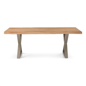 Urbia Brooks  40&quot x 79&quot Dining Table X Base in Teak Top Pewter Base