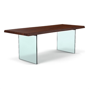 Urbia Brooks 40&quot x 92&quot Dining Table Glass Basein Americano Top Clear Glass Base