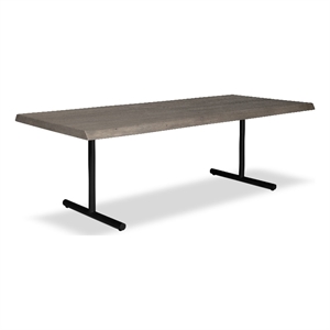 Urbia Brooks  40&quot x 116&quot Dining Table T Base in Sandblasted Grey Top Black Base