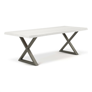 Urbia Brooks  40&quot x 116 Dining Table X Base in White Wash Top Pewter Base