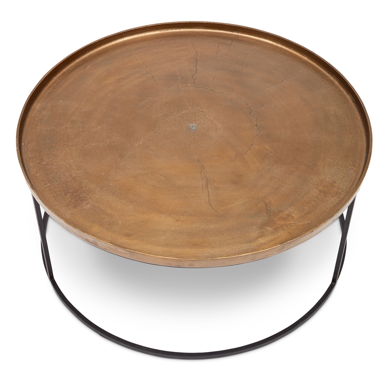 Urbia Elements Sana Coffee Table in Antique Brass Top Black Frame