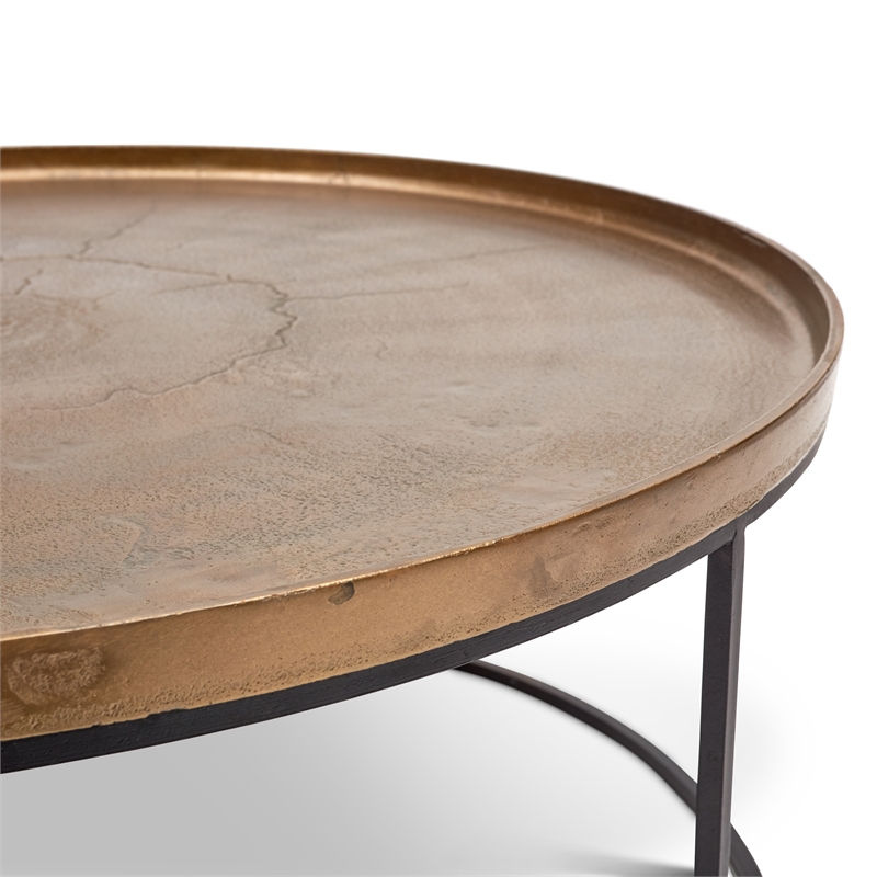 Urbia Elements Sana Coffee Table in Antique Brass Top Black Frame