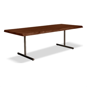 Urbia Brooks  40&quot x 79&quot Dining Table T Base in Americano Top Brass Base