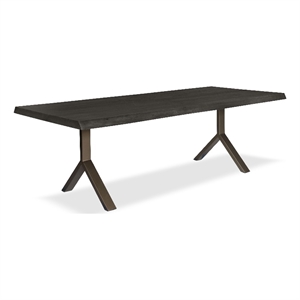 Urbia Brooks  40&quot x 79&quot Dining Table Y Base in Ebonized Top Brass Base
