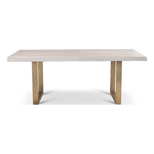 Urbia Brooks  40&quot x 79&quot Dining Table U Base in White Wash Top Brass Base