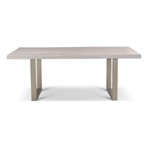 Urbia Brooks  40&quot x 79&quot Dining Table U Base in White Wash Top Pewter Base