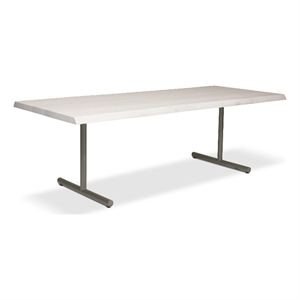 Urbia Brooks  40&quot x 79&quot Dining Table T Base in White Wash Top Pewter Base
