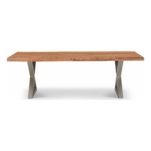 Urbia Brooks  40&quot x 92&quot Dining Table X Base in Teak Top Pewter Base