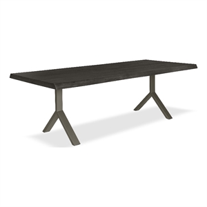 Urbia Brooks  40&quot x 116 Dining Table Y Base in Ebonized Top Pewter Base